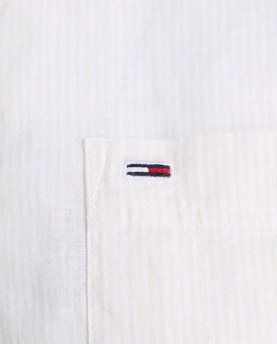 Camisa às Riscas de Linho Amarelo-6
