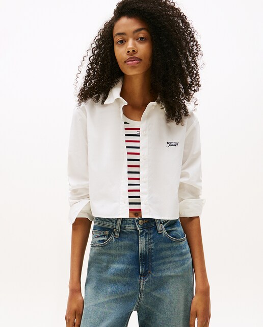 Imagen 0 de Camisa de mujer con logo bordado cropped