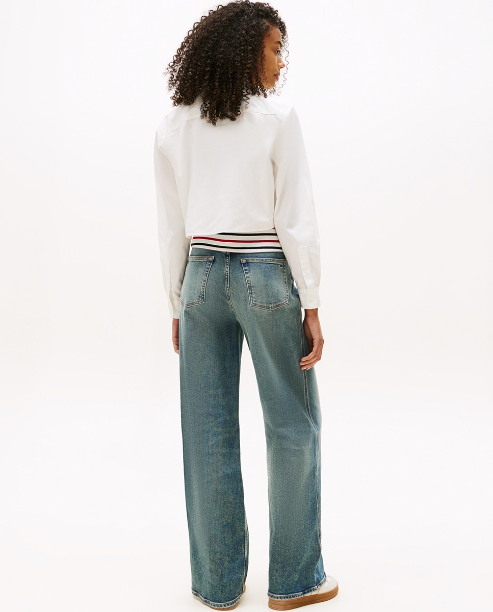 Camisa Cropped com Logótipo Bordado Cru-2