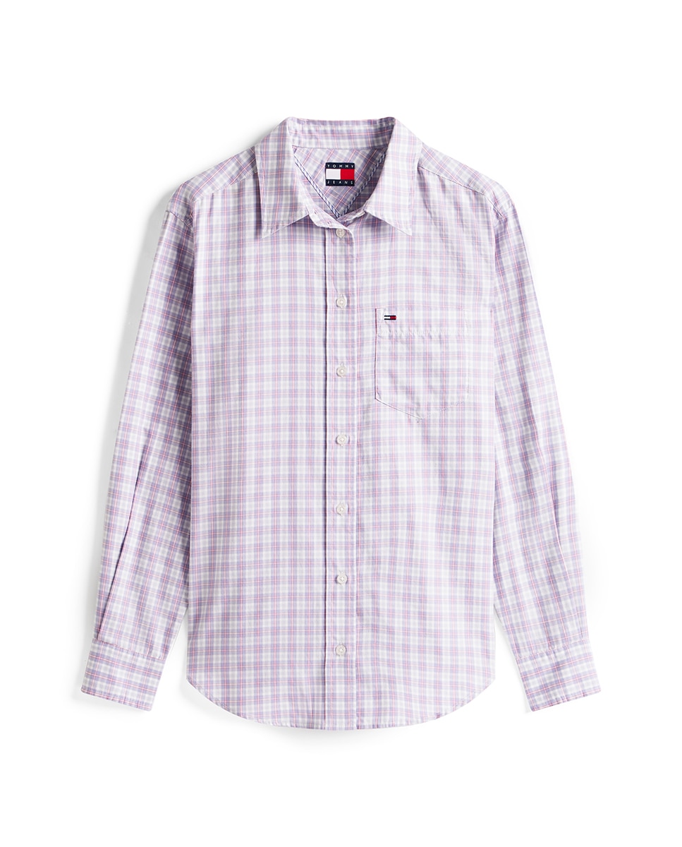 Camisa Relaxed Fit aos Quadrados Azul-5