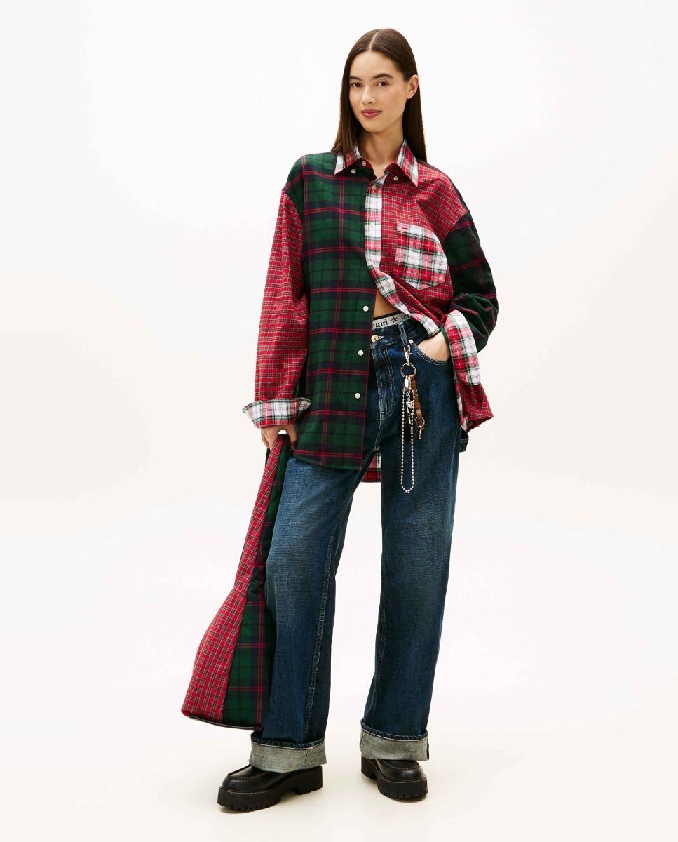 Camisa aos Quadrados Mistos Multicolor-4