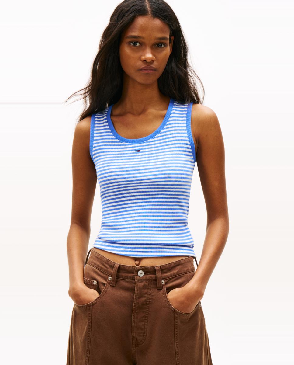 Imagem 0 de Top Slim Fit às Riscas Canelado
