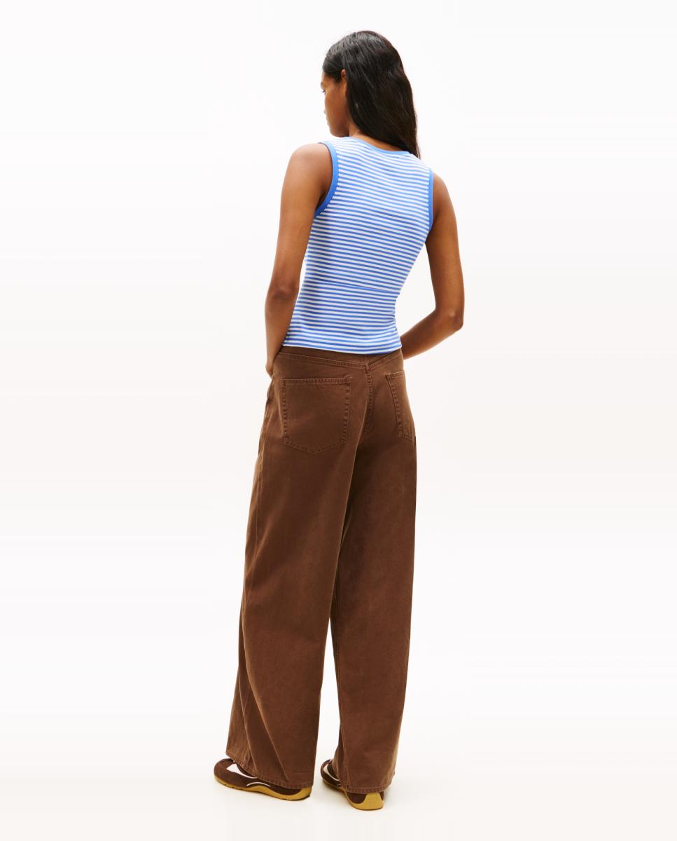 Top Slim Fit às Riscas Canelado Azul-2