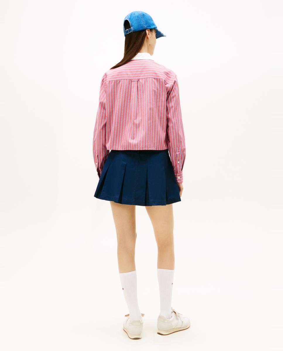 Camisa Cropped às Riscas Bordeaux-2