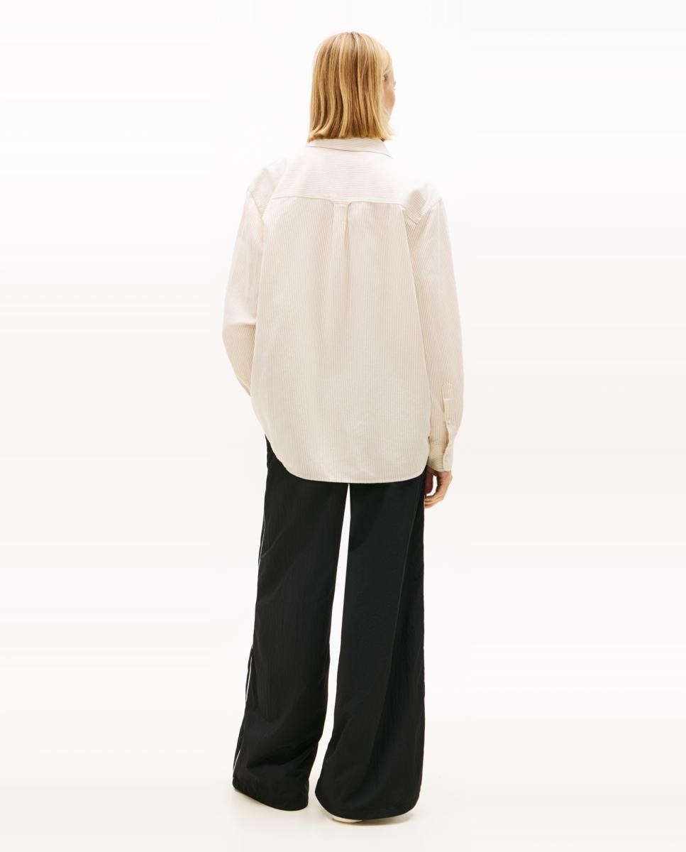 Camisa de Linho às Riscas Bege-2