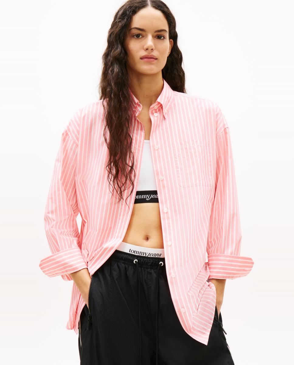 Imagem 0 de Camisa Oversized de Popelina às Riscas