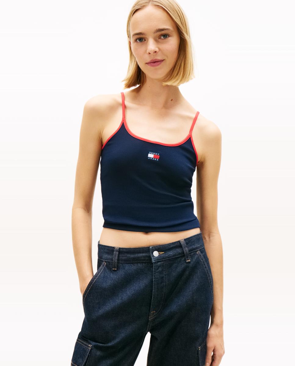 Tommy Jeans - Top de mujer slim fit con tirantes a contraste.