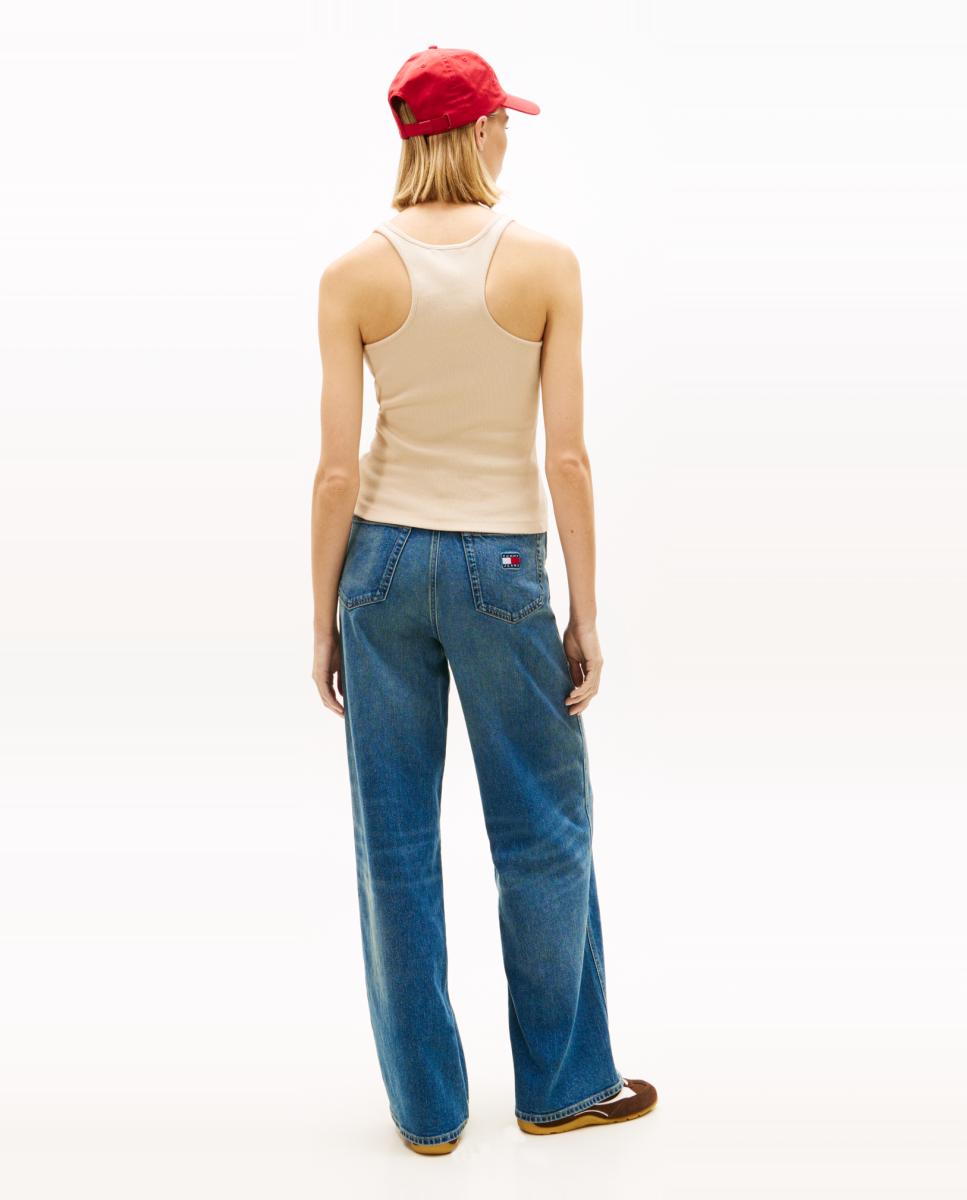 Top Slim Fit Estilo Racer Bege-2