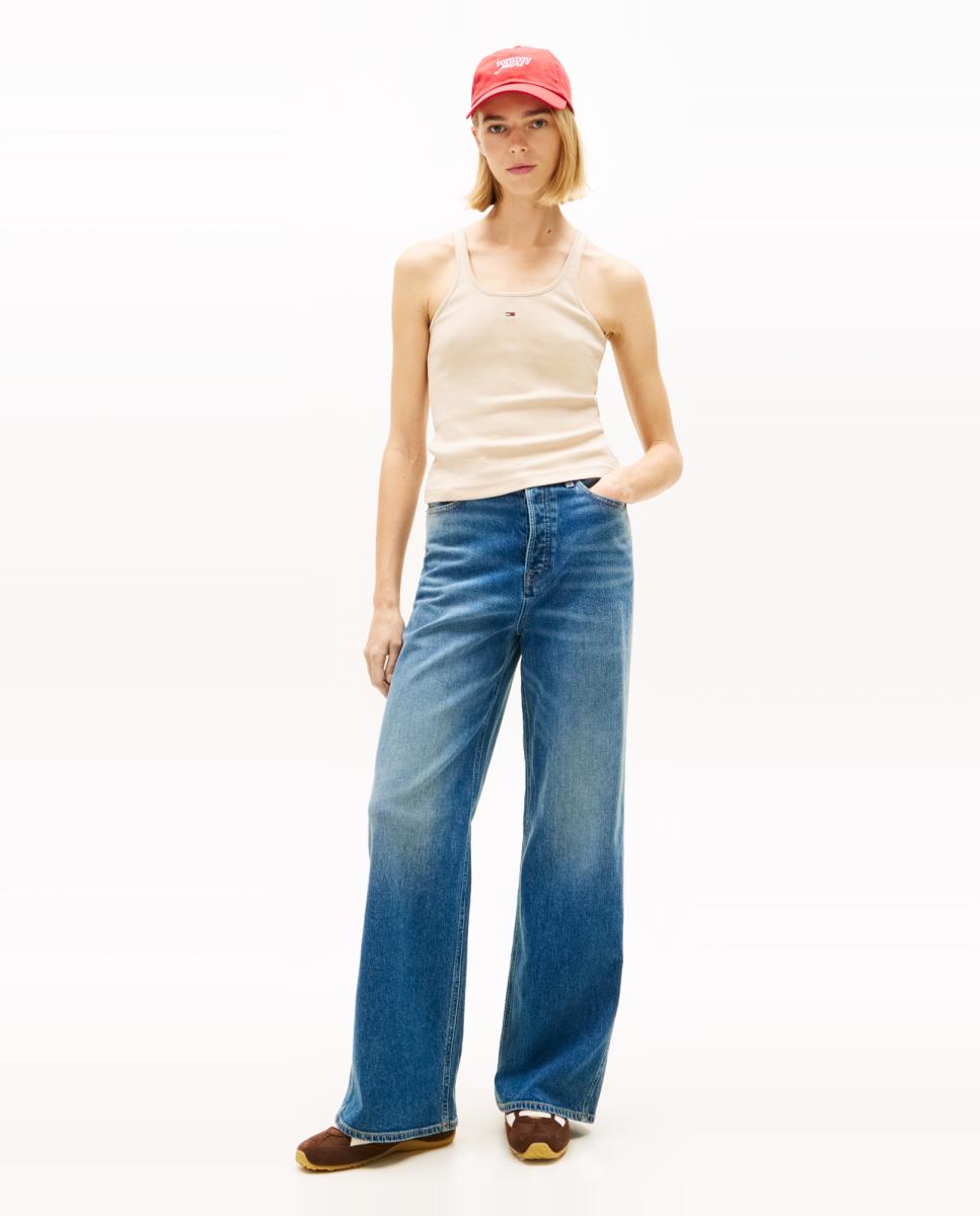Top Slim Fit Estilo Racer Bege-5