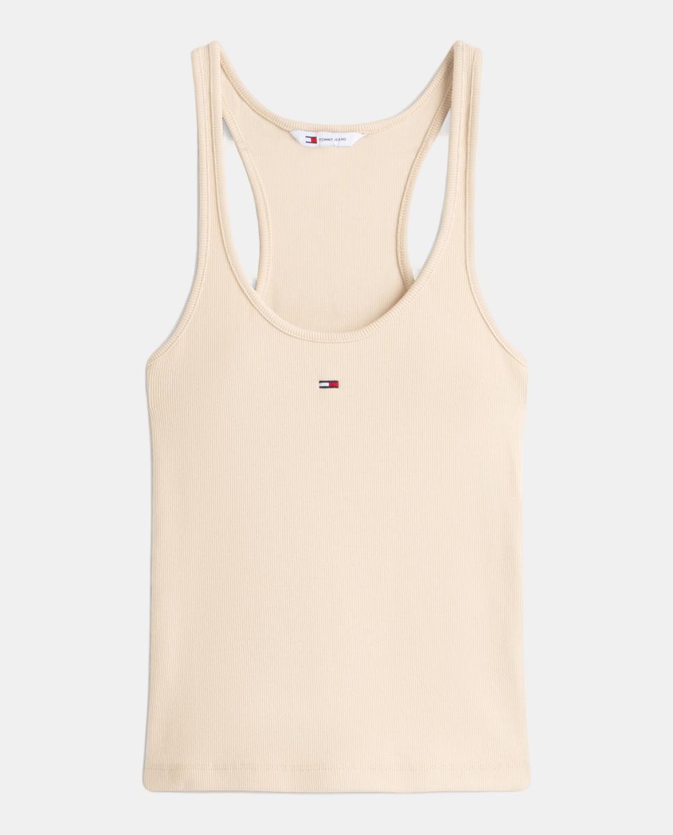 Top Slim Fit Estilo Racer Bege-4