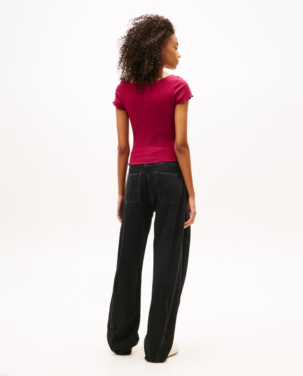 Top Slim Fit com Decote à Barco Bordeaux-2