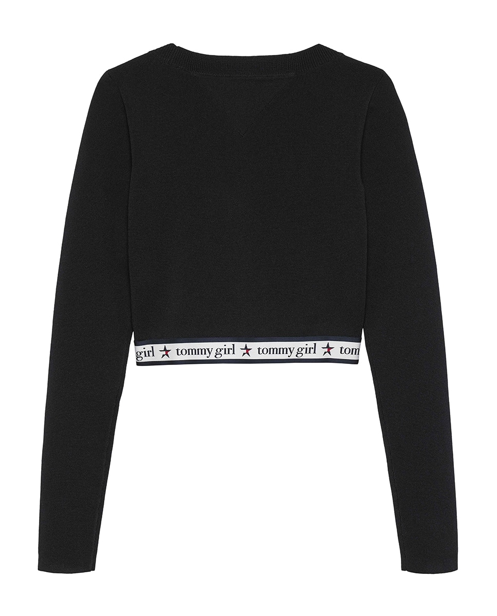 Top de mujer cropped de punto Tommy Girl - Tommy Jeans - Negro Negro-7