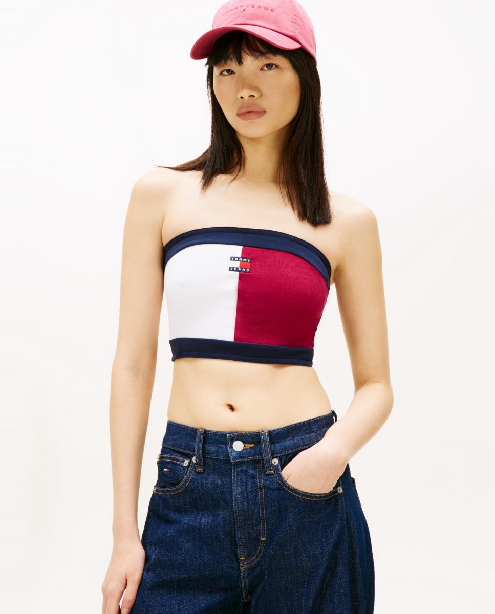 Imagem 0 de Top Bandeau Slim Fit com Desenho de Bandeira da Marca