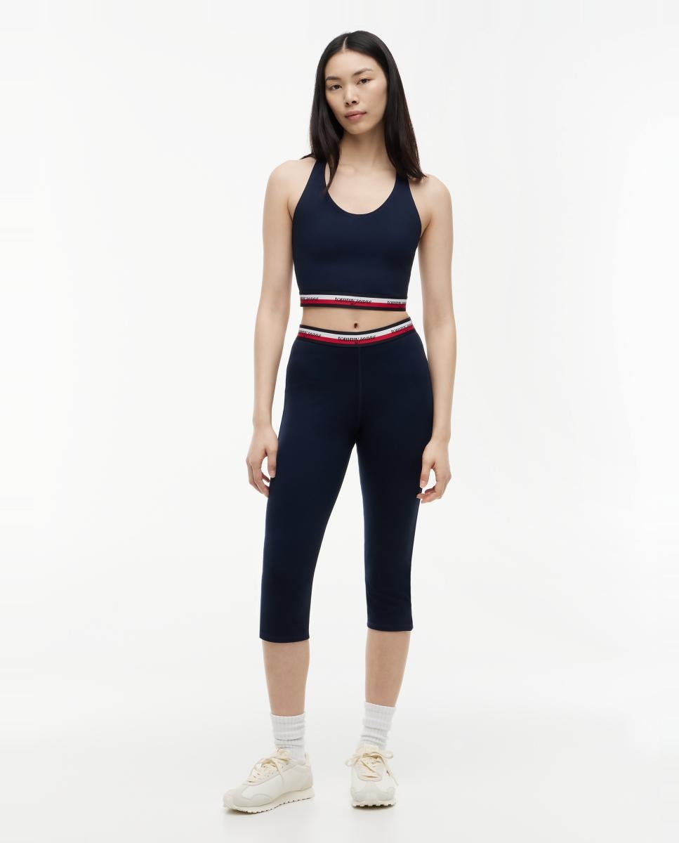 Top Slim Fit com Alças Halter e Tecido Elástico. Azul-marinho-5