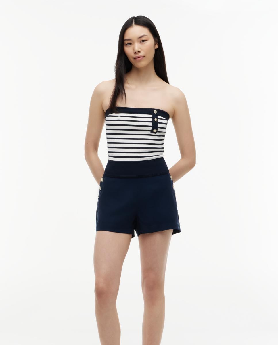 Top Bandeau com Desenho às Riscas Azul-marinho-2