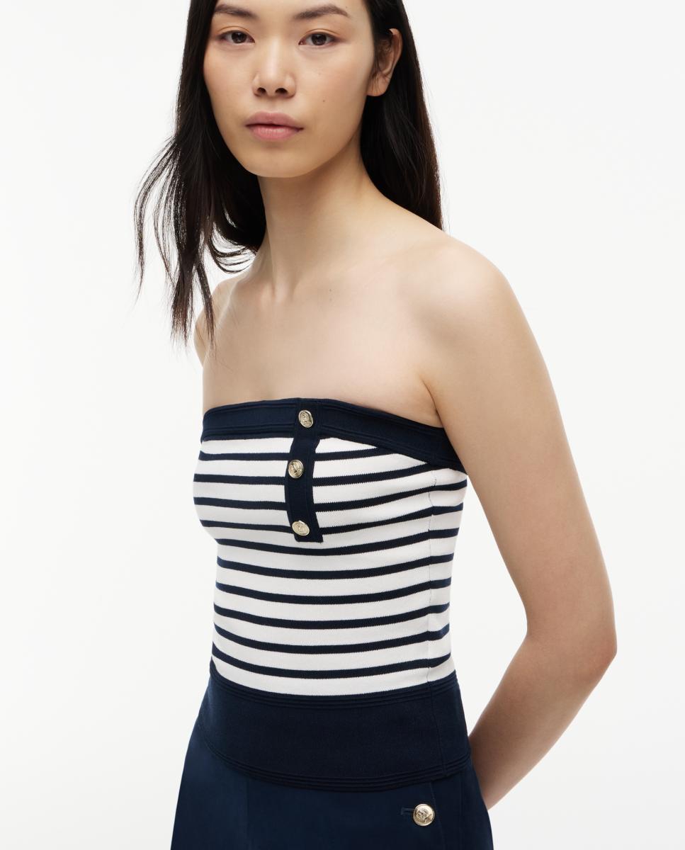Top Bandeau com Desenho às Riscas Azul-marinho-3