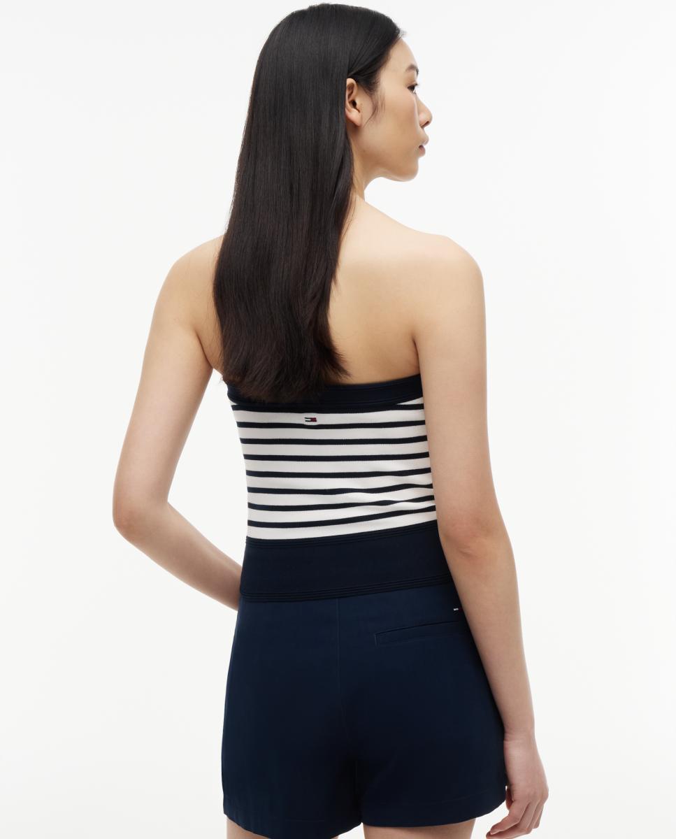 Top Bandeau com Desenho às Riscas Azul-marinho-4