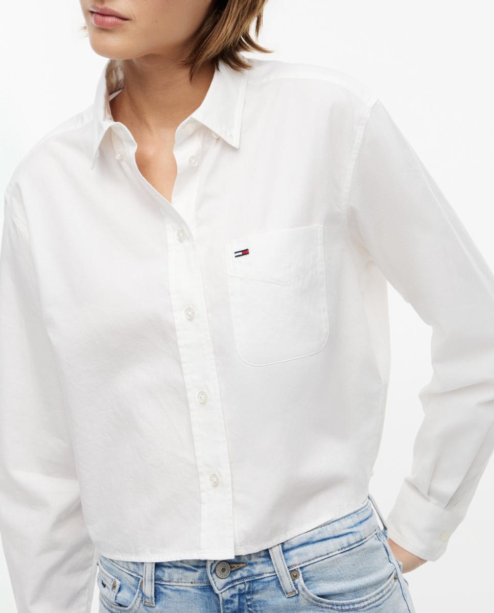 Camisa de Silhueta Relaxed e Corte Cropped Branco-2
