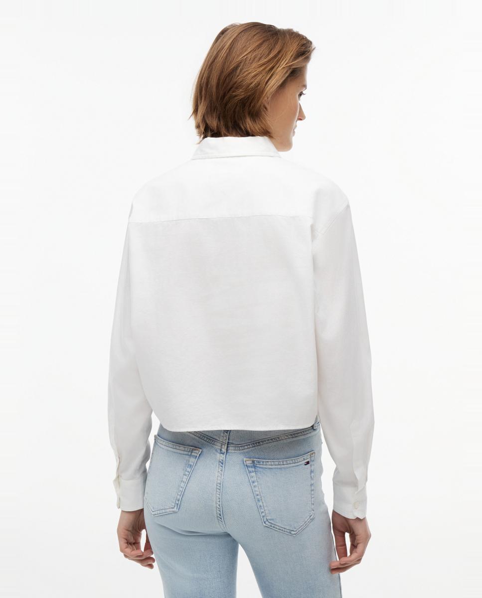 Camisa de Silhueta Relaxed e Corte Cropped Branco-3