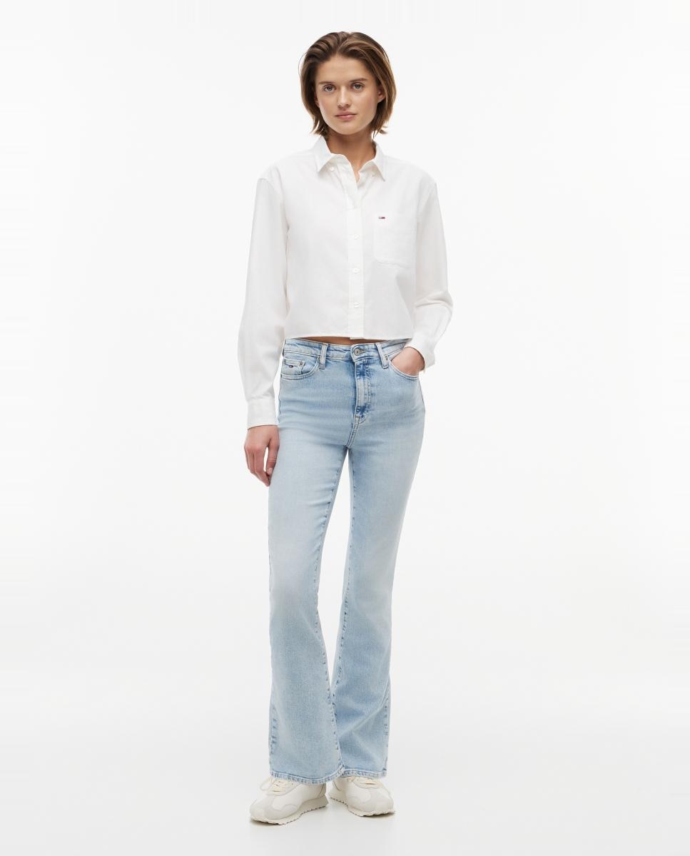 Camisa de Silhueta Relaxed e Corte Cropped Branco-5