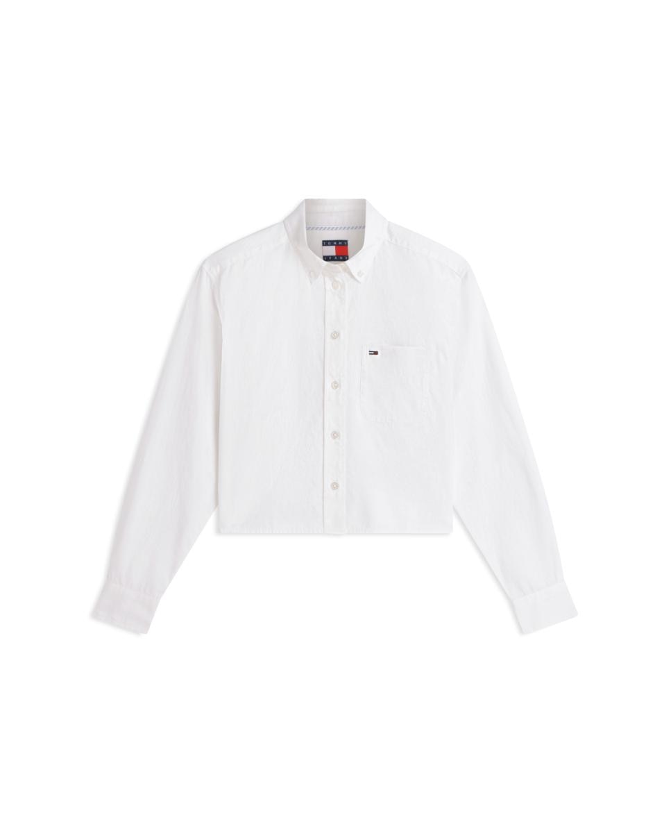 Camisa de Silhueta Relaxed e Corte Cropped Branco-4