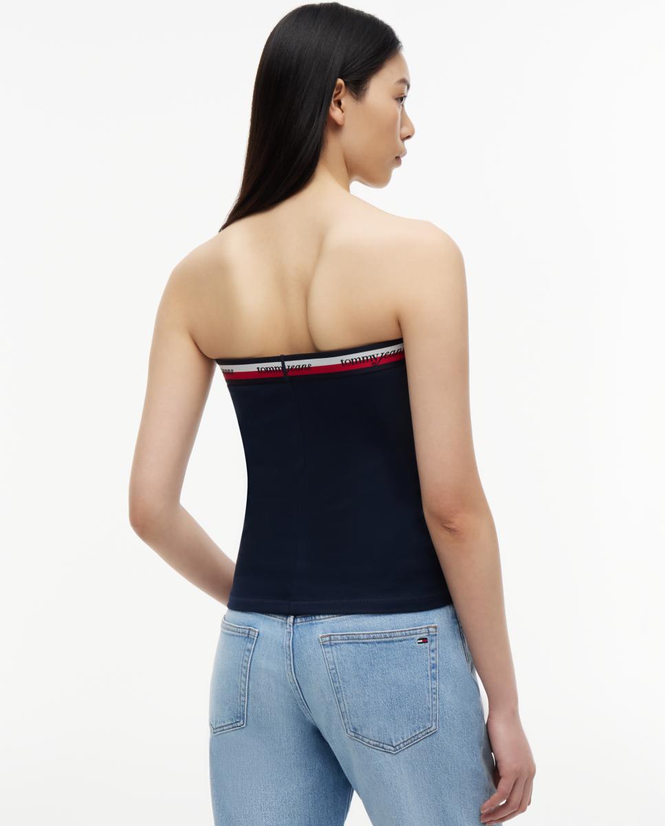 Top de Corte Slim e Estilo Bandeau Azul-marinho-4