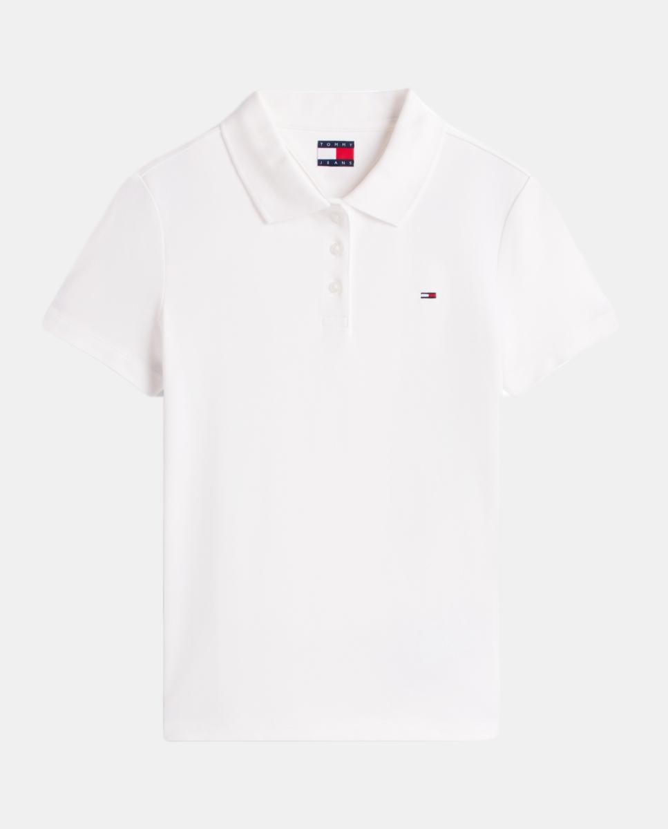 Polo Slim Fit com Manga Curta Branco-4