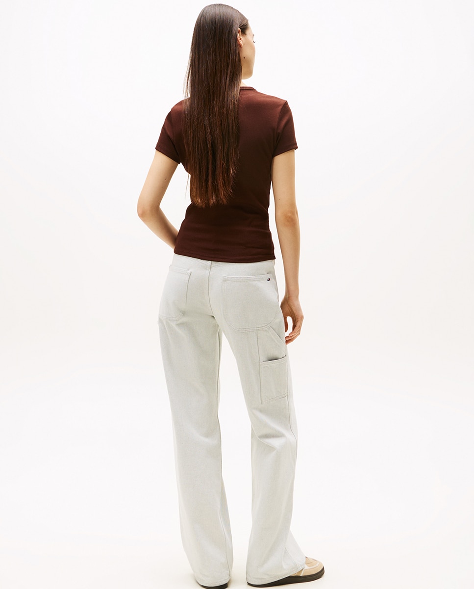 T-shirt Canelada Slim Fit Castanho-escuro-2