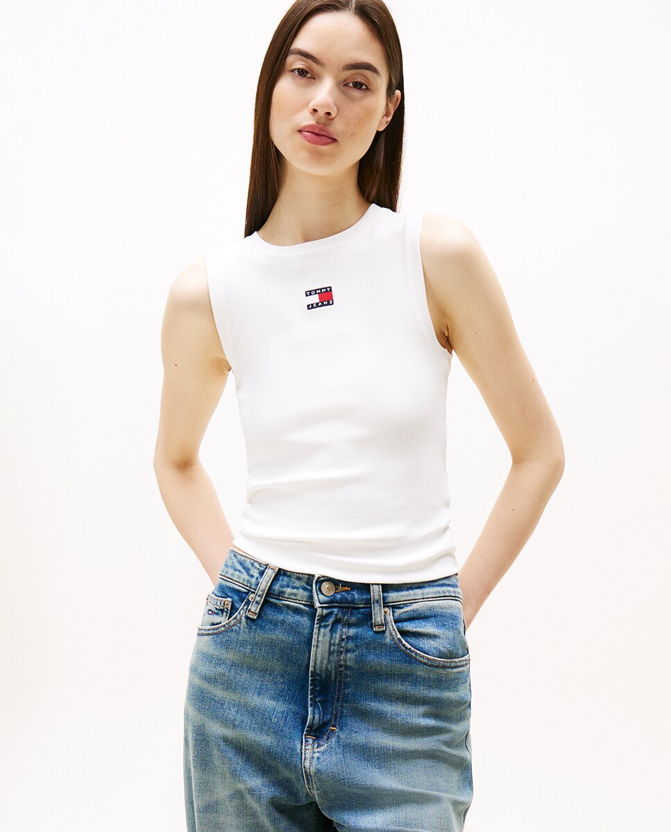 T-shirt sem Mangas com Logótipo a Condizer Cru-1