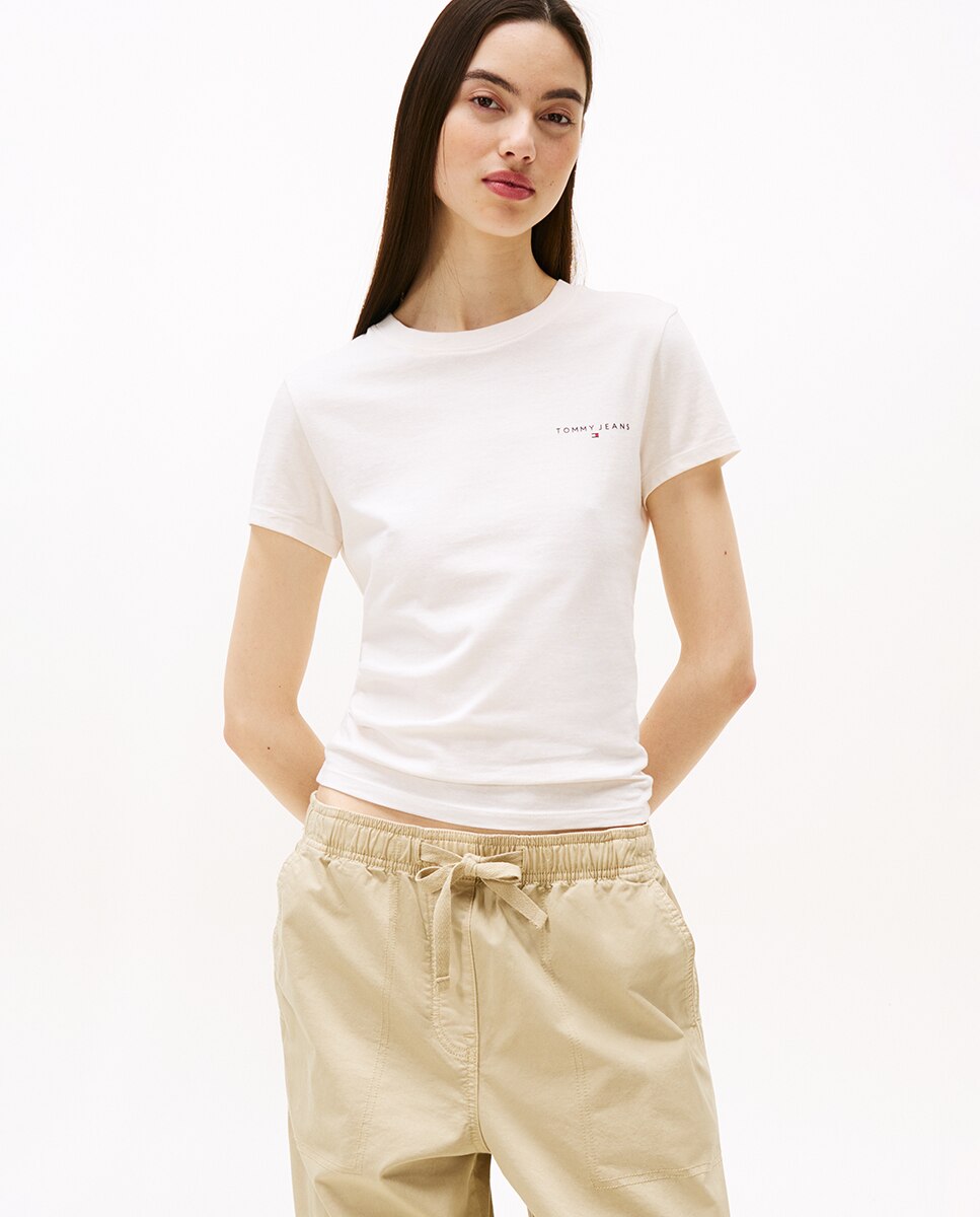 T-shirt Slim Fit com Manga Curta Cru-1