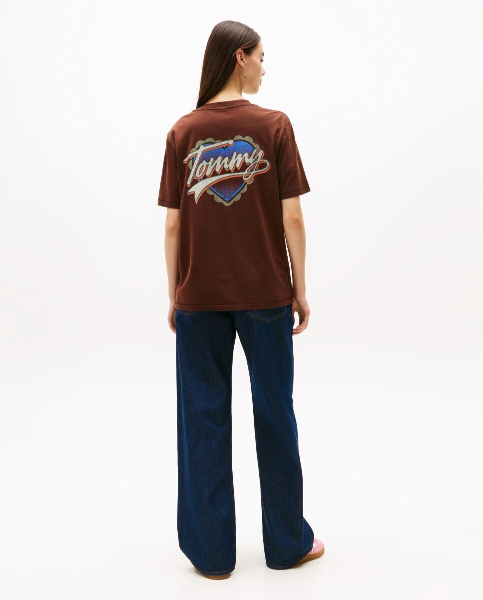 T-shirt Relaxed Fit com Costas Estampadas Castanho-escuro-2