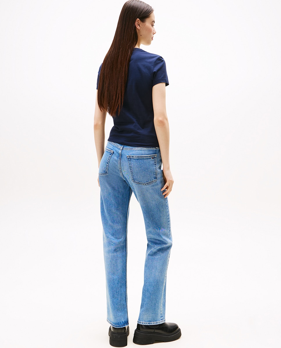 T-shirt Slim Fit com Logótipo Estampado Azul-marinho-2