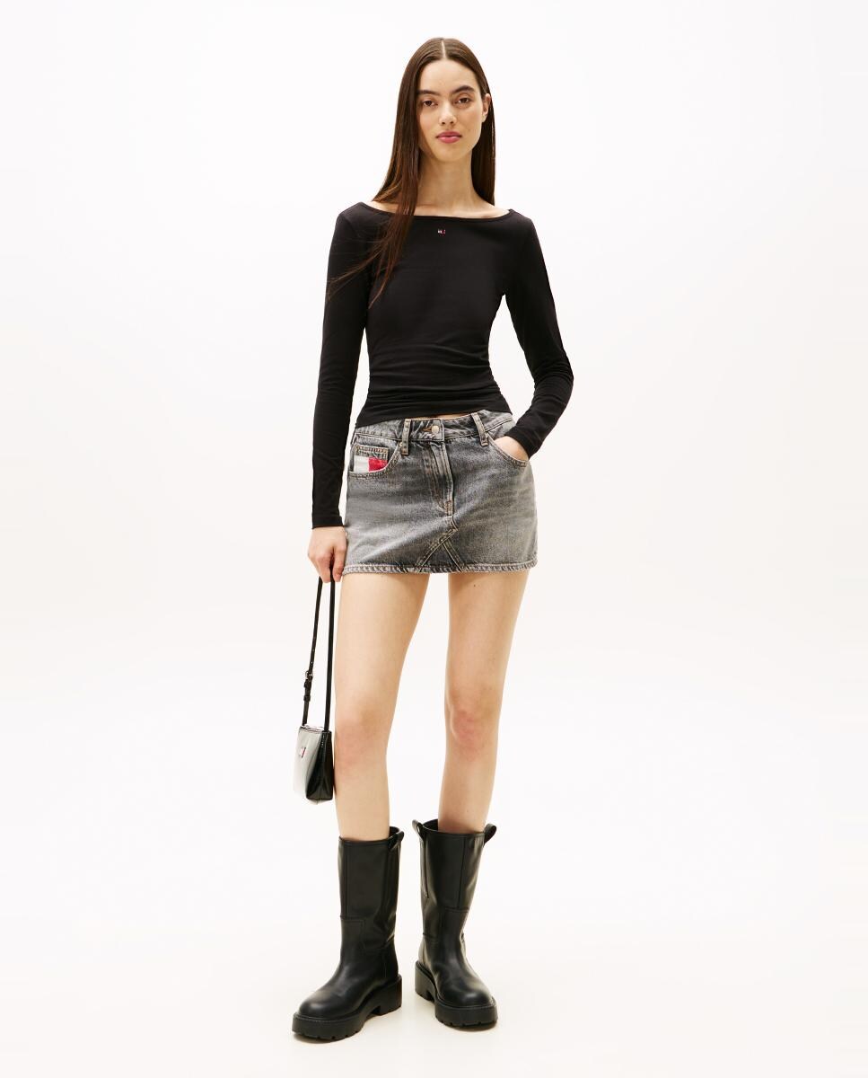 Top Slim Fit com Detalhes Brilhantes no Logótipo Preto-3