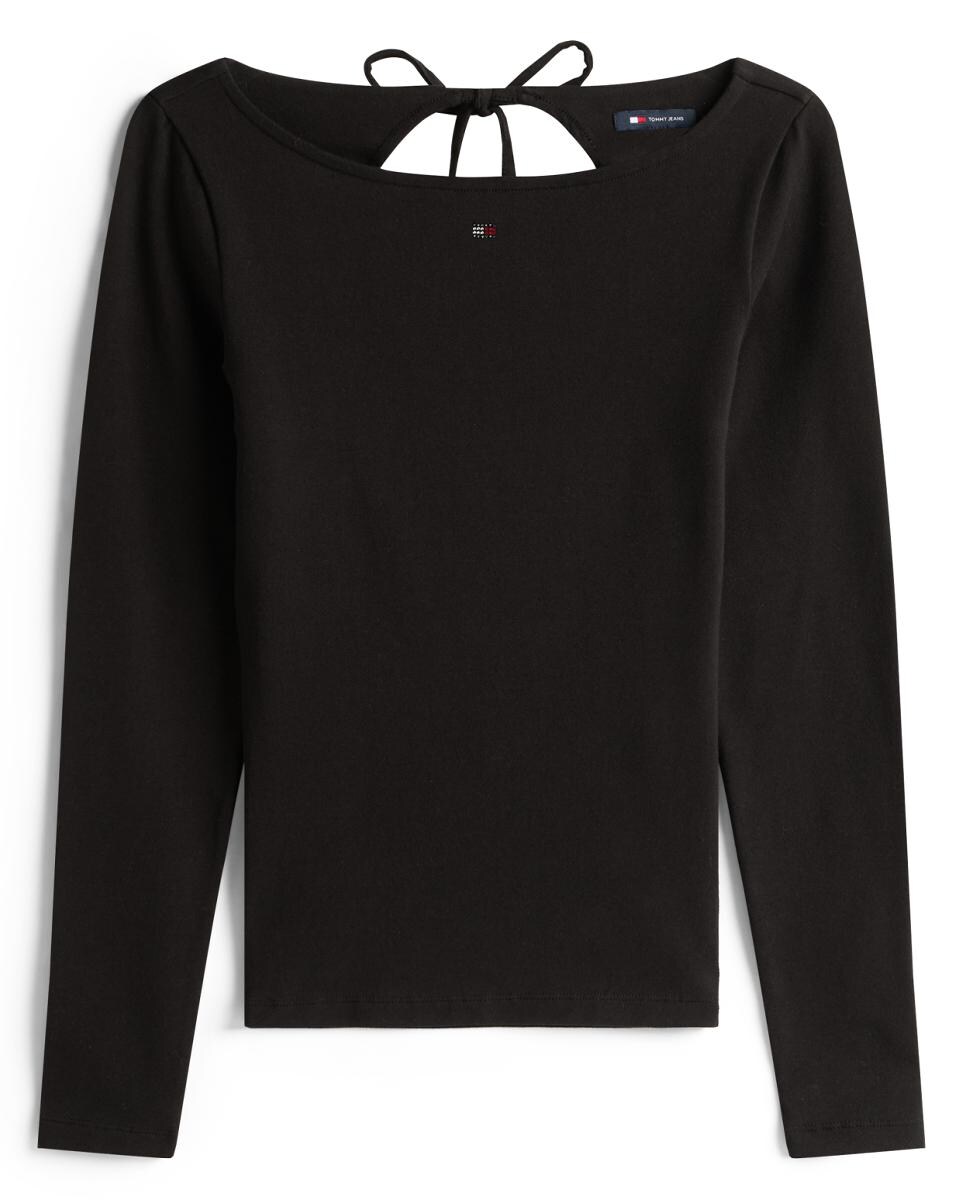 Top Slim Fit com Detalhes Brilhantes no Logótipo Preto-5