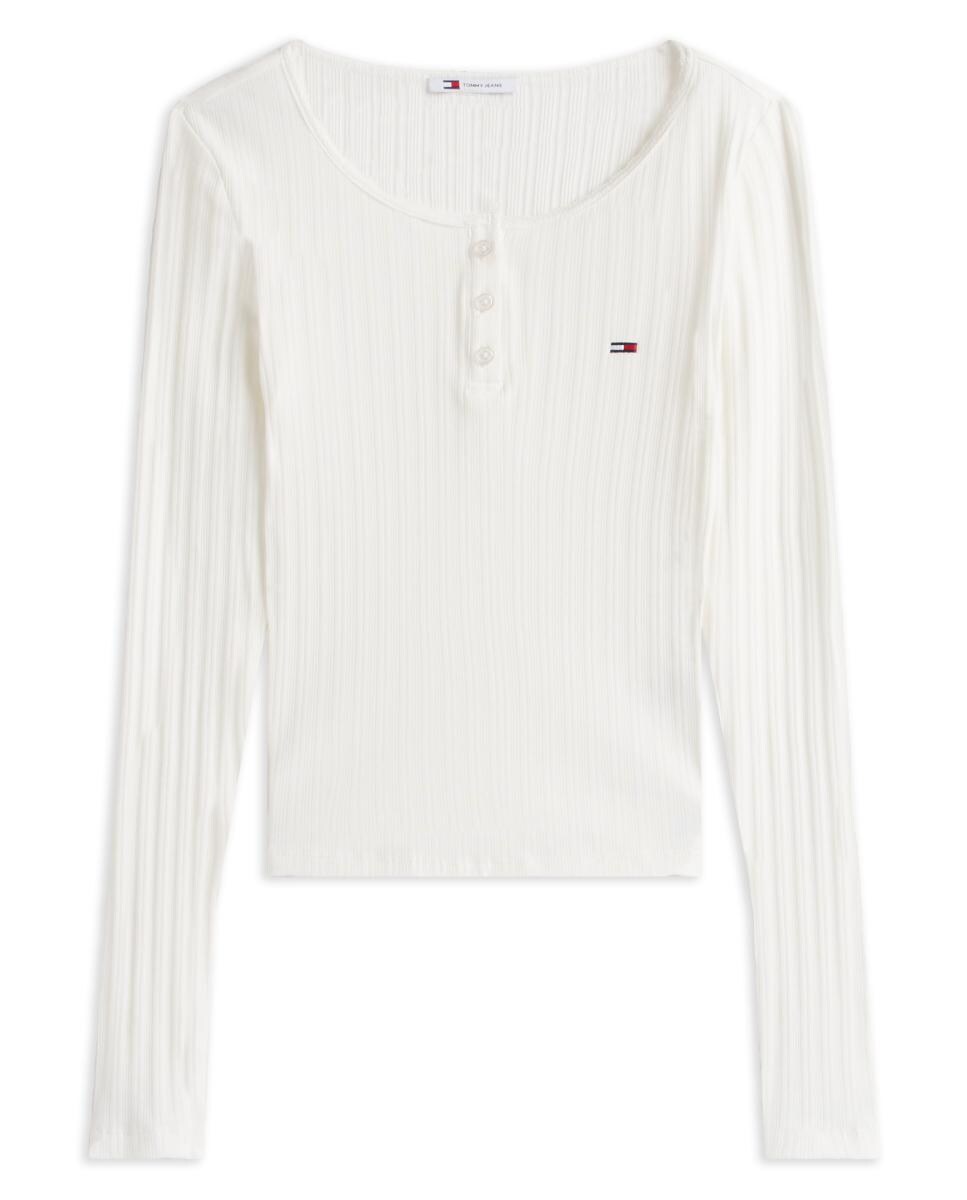 Top Canelado Slim Fit com Fecho de Botões Branco-5