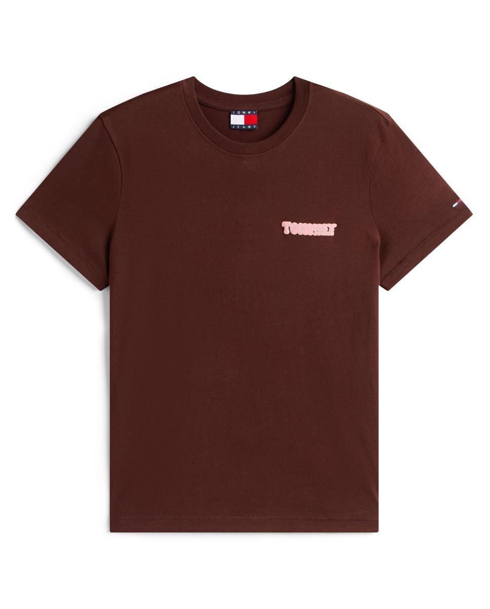 T-shirt Regular Fit com Estampado nas Costas Castanho-escuro-5