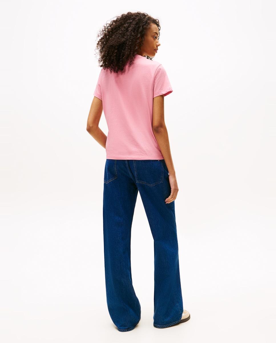 T-shirt Regular Fit com Logótipo Linear Rosa-2