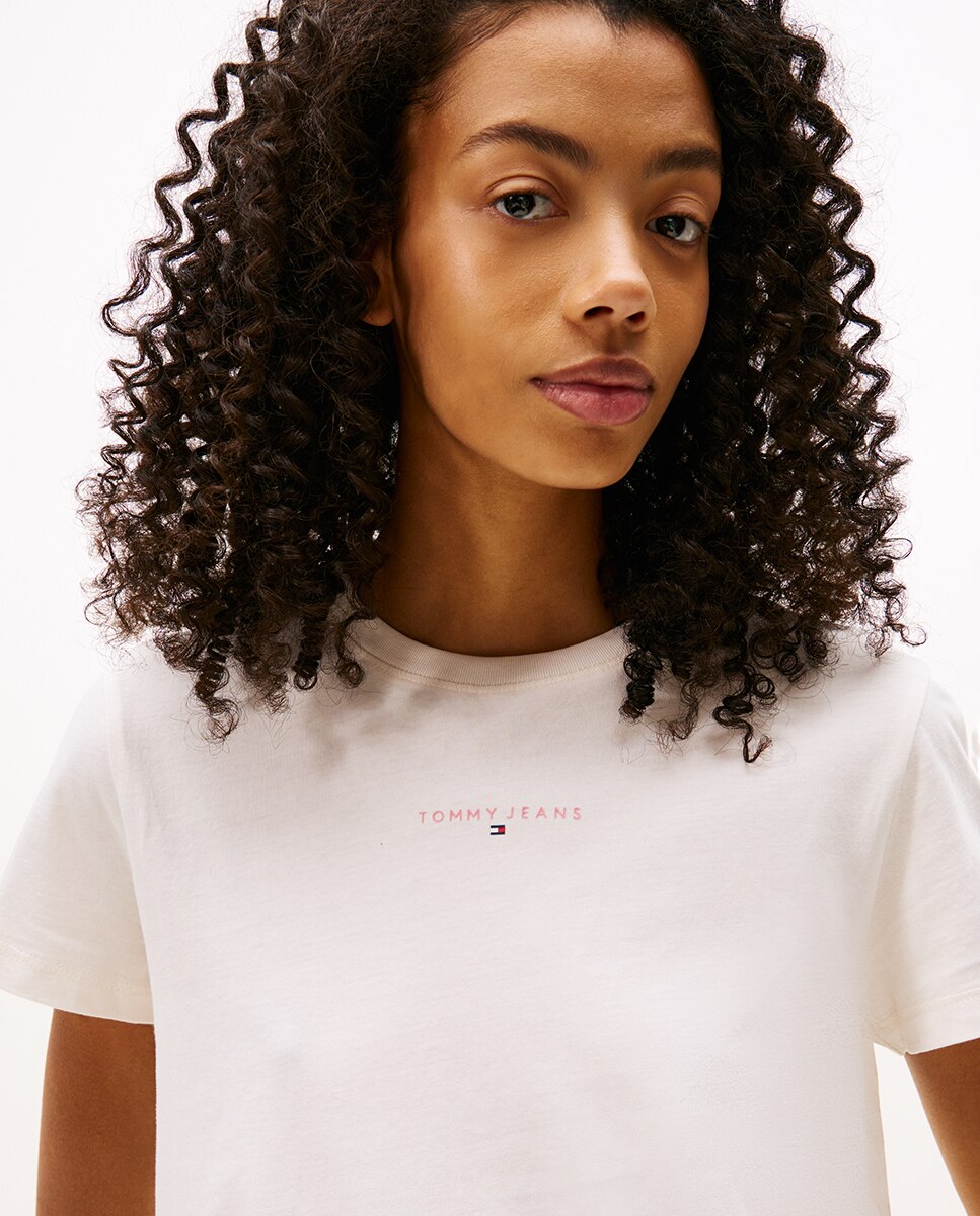 T-shirt Regular Fit com Logótipo Linear Cru-4