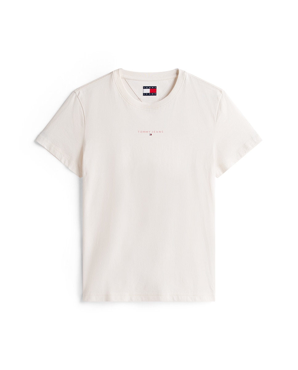 T-shirt Regular Fit com Logótipo Linear Cru-5