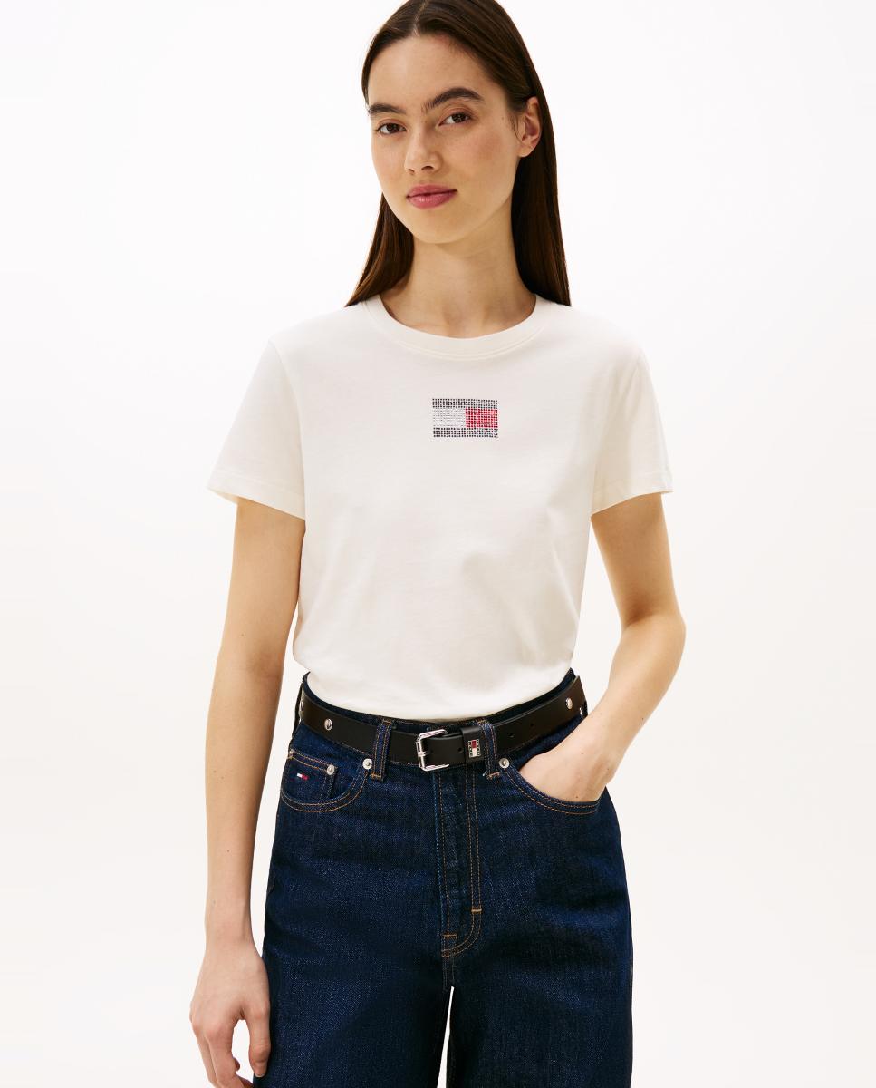 Imagem 0 de T-shirt Regular Fit com Detalhes Brilhantes no Logótipo