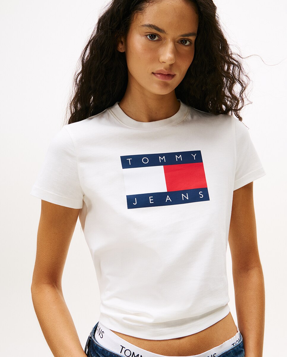 T-shirt Regular Fit com Logótipo Estampado Cru-4