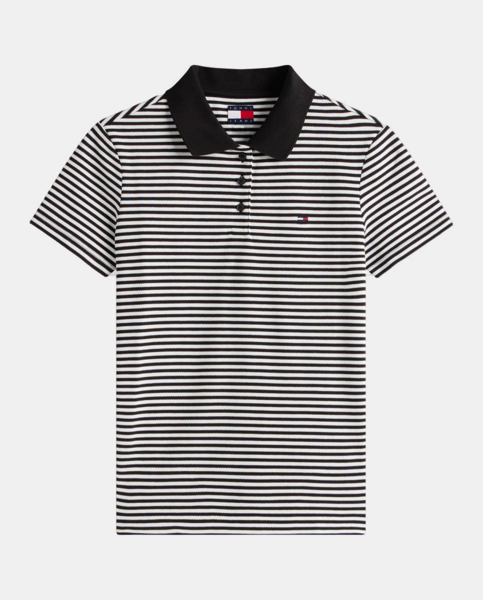 Polo Slim Fit às Riscas Preto-4