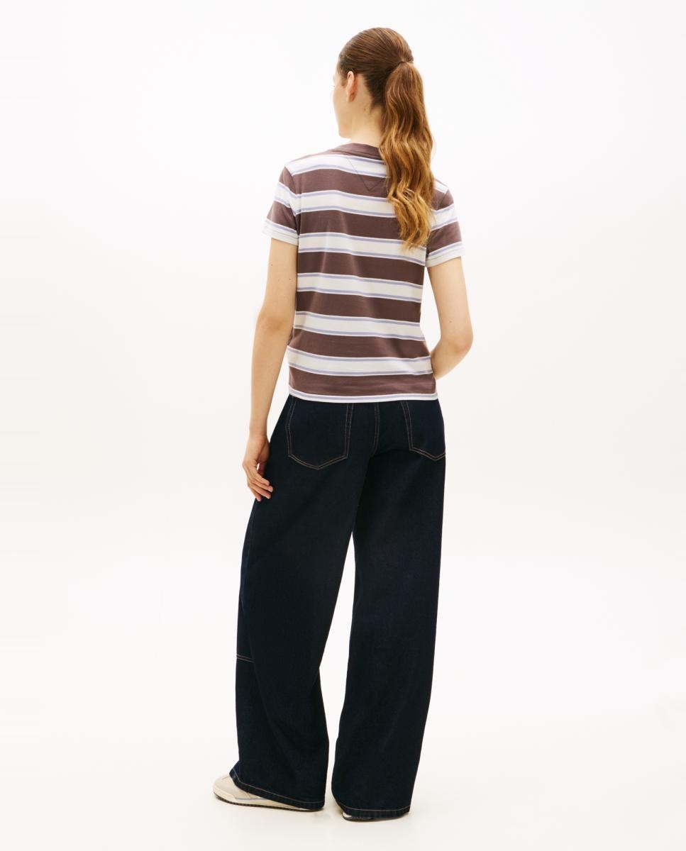 T-shirt Regular Fit às Riscas Preto-2