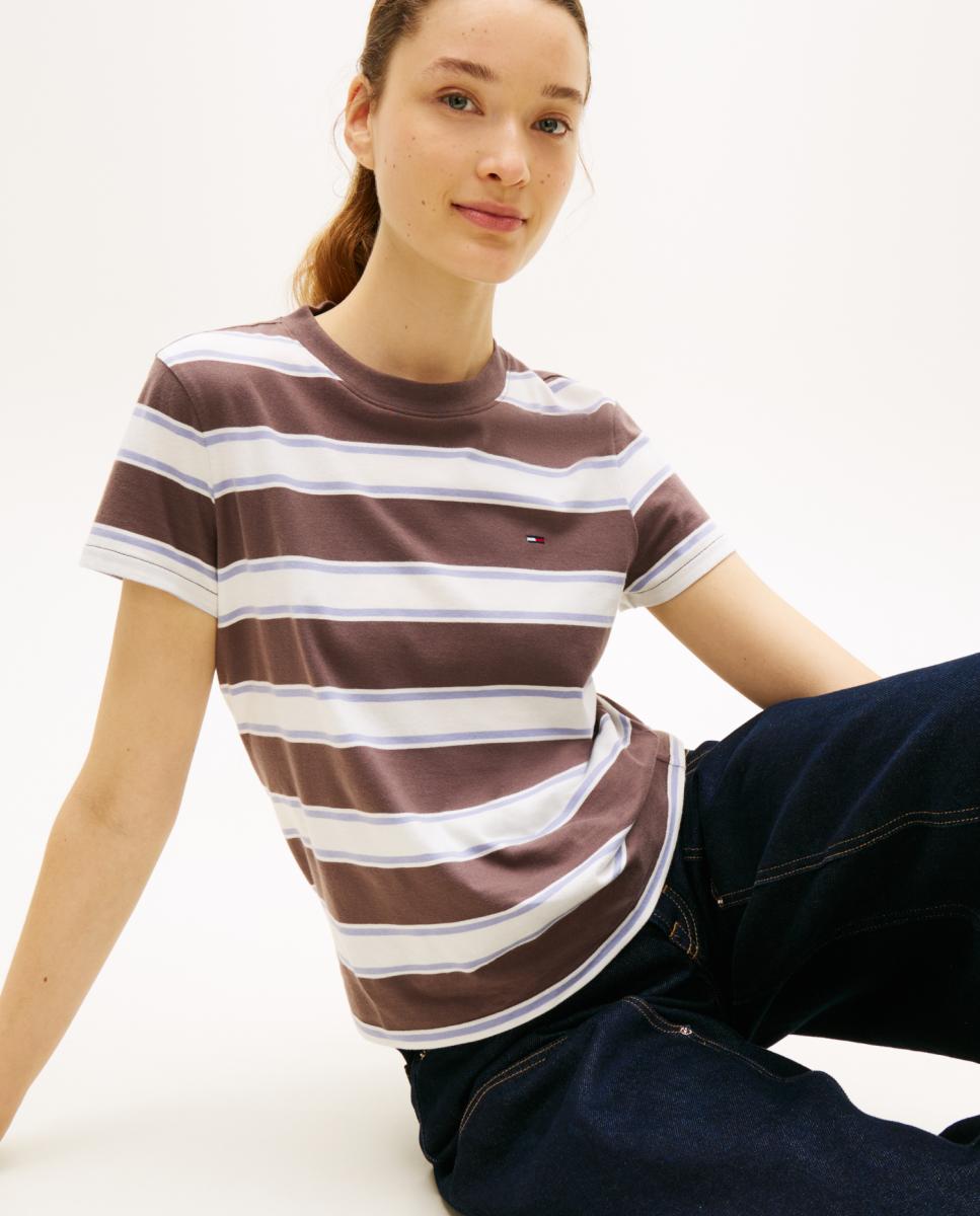 T-shirt Regular Fit às Riscas Preto-3