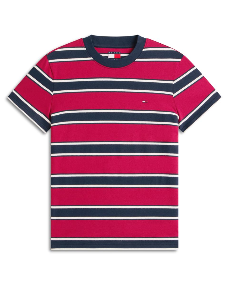T-shirt Regular Fit às Riscas Bordeaux-4