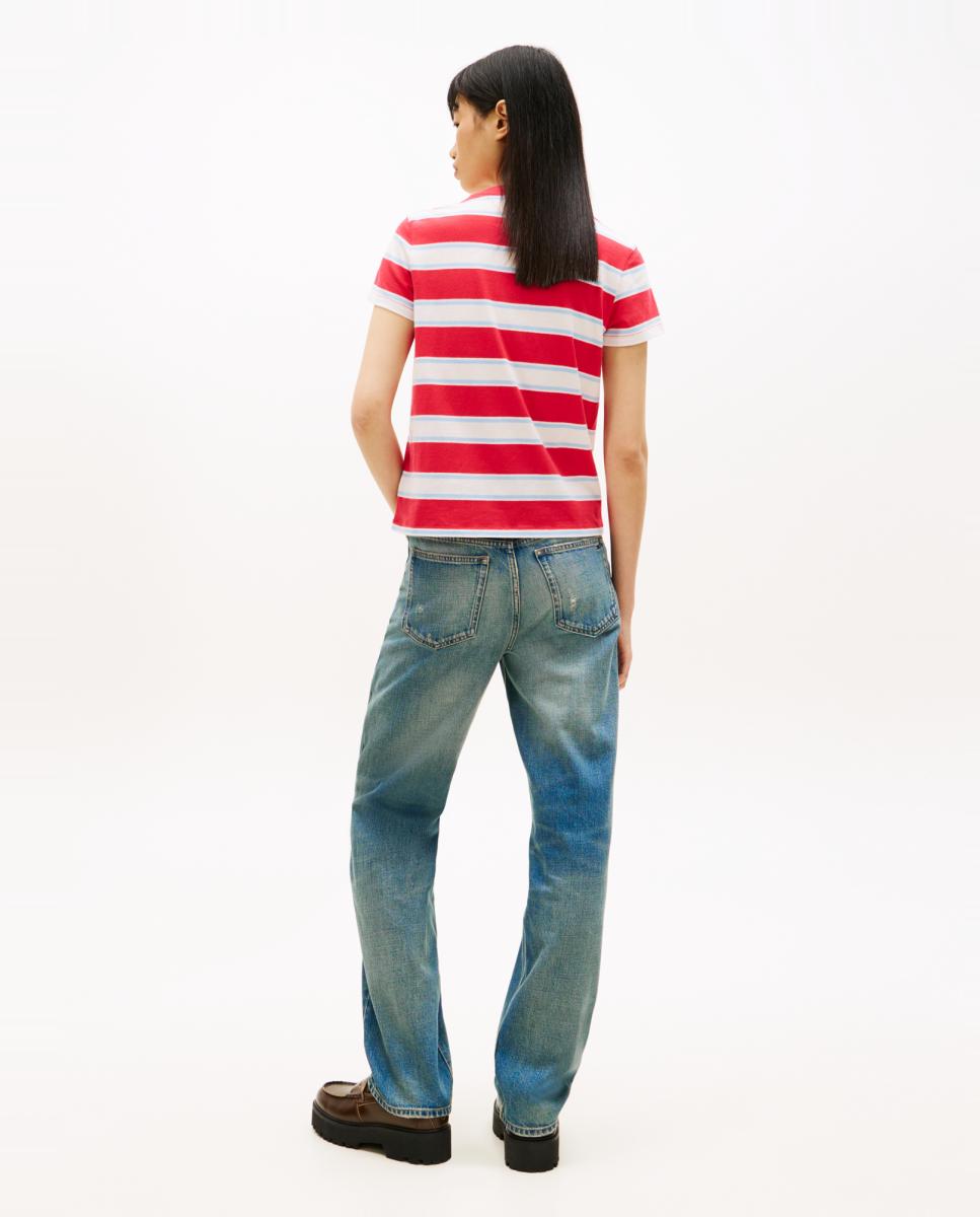 T-shirt Regular Fit às Riscas Vermelho-2