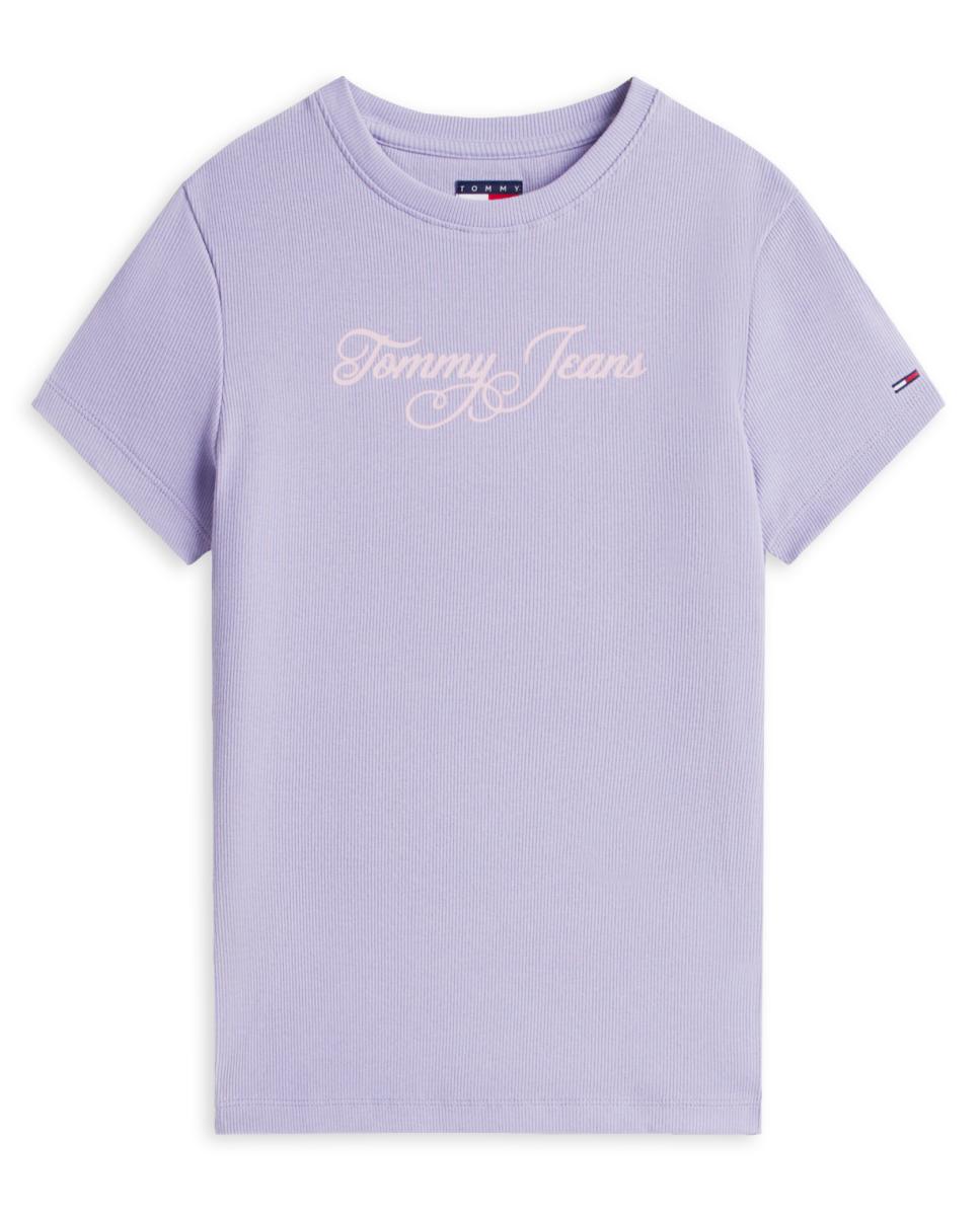 T-shirt Slim Fit com Logótipo Lilás-4
