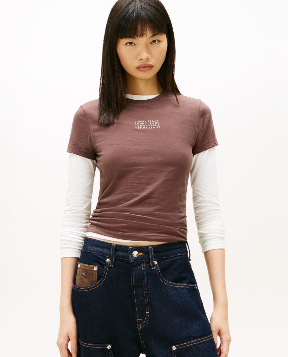 Imagem 0 de T-shirt Slim Fit com Logótipo Linear Múltiplo