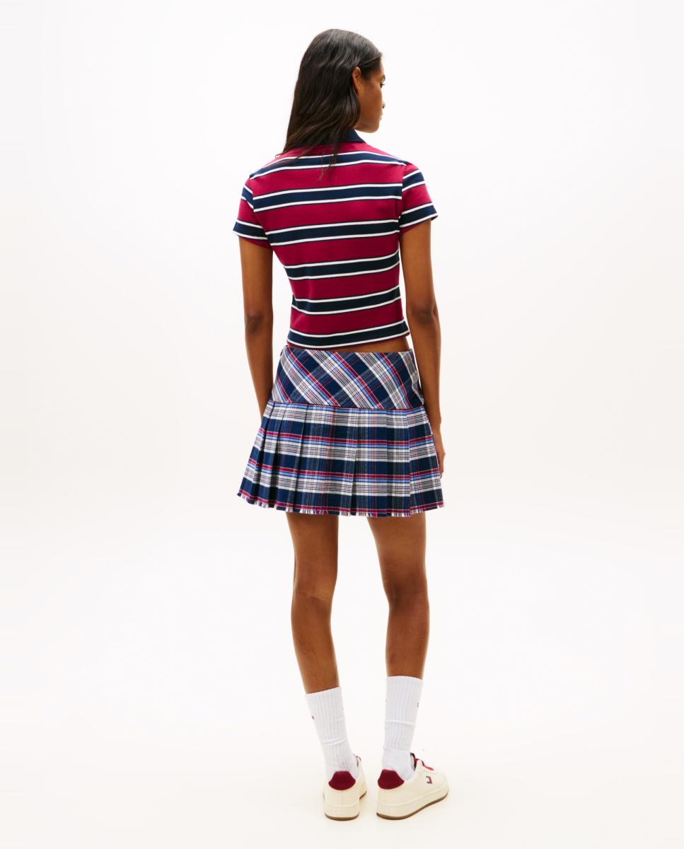 Polo Slim Fit às Riscas com Manga Curta Bordeaux-2