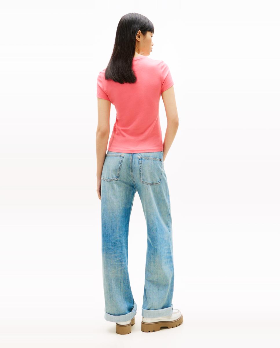T-shirt de Manga Curta Slim Fit Rosa-2